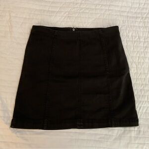 Free People Black Denim Skirt